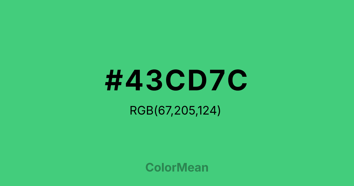Color swatch image showing #43CD7C with RGB(67,205,124) values