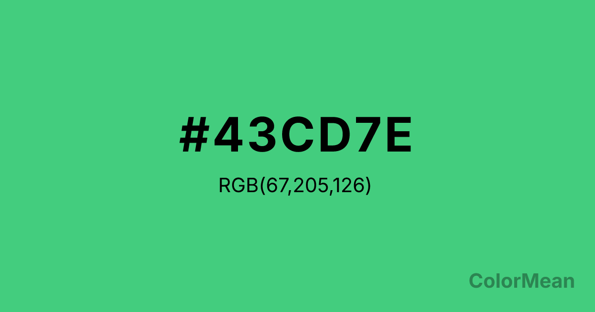 Color swatch image showing #43CD7E with RGB(67,205,126) values