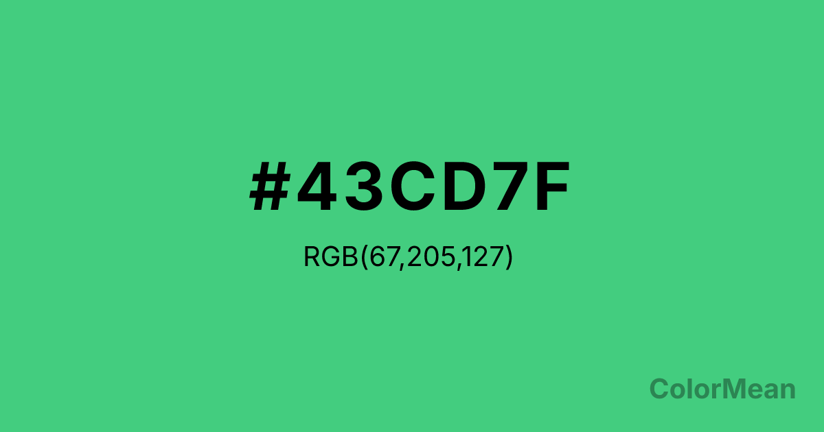 Color swatch image showing #43CD7F with RGB(67,205,127) values