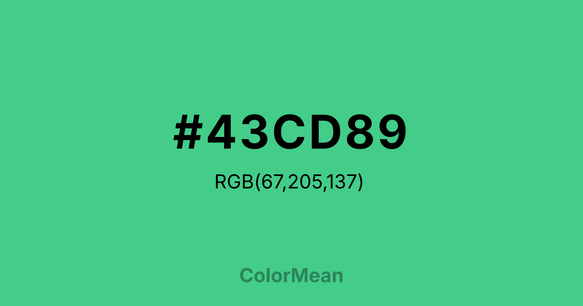 Color swatch image showing #43CD89 with RGB(67,205,137) values