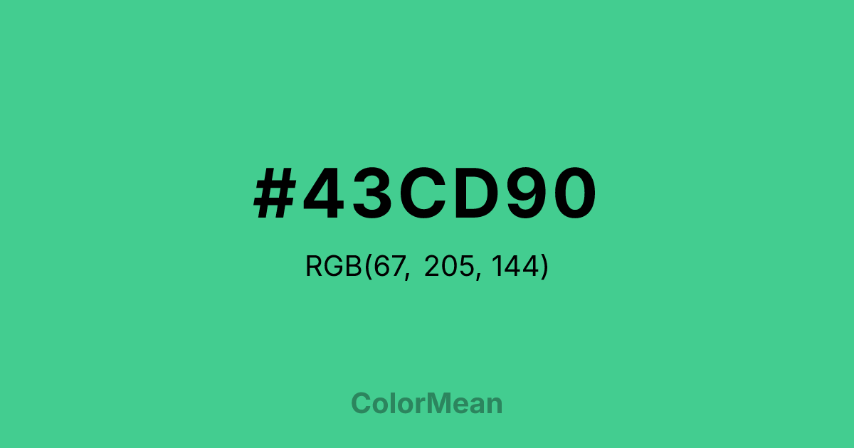 Color swatch image showing #43CD90 with RGB(67,205,144) values