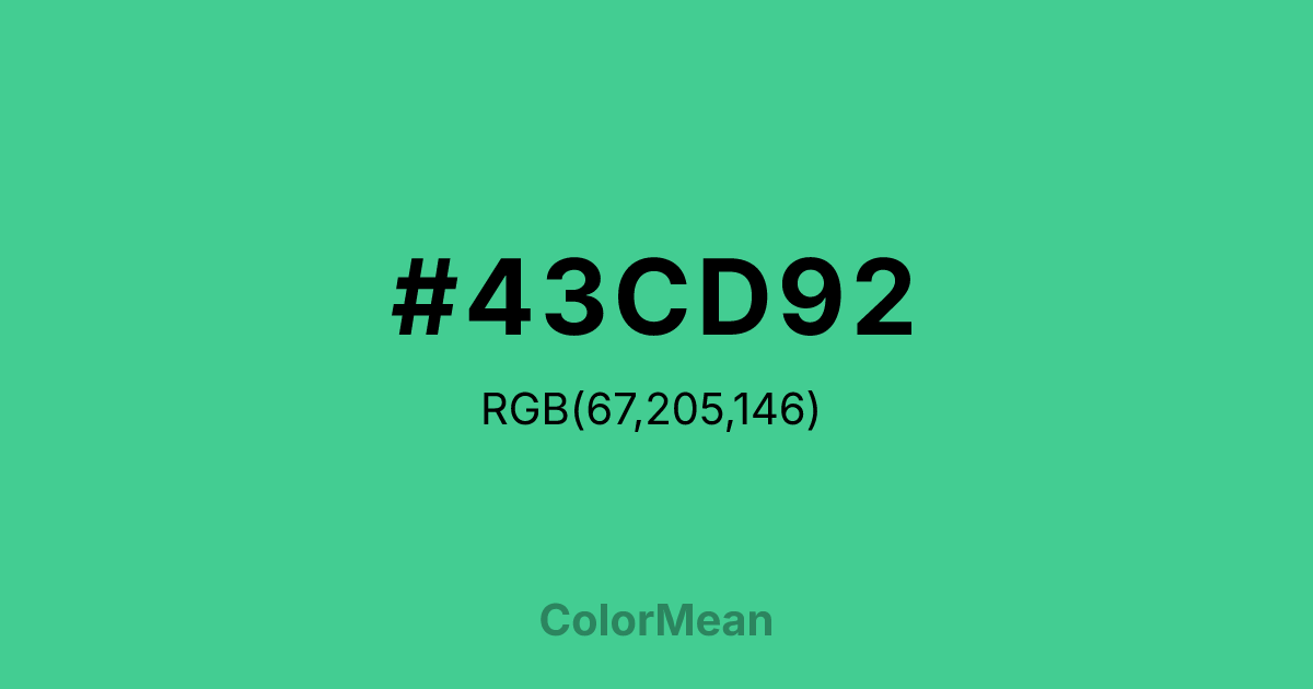 Color swatch image showing #43CD92 with RGB(67,205,146) values