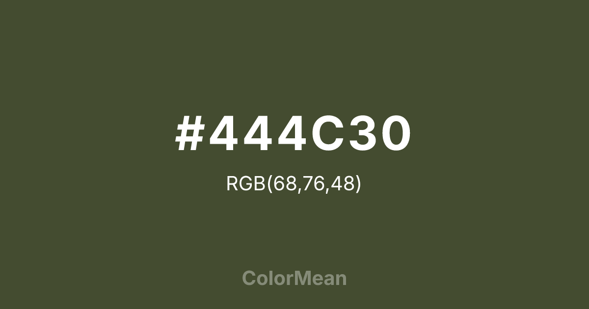 Color swatch image showing #444C30 with RGB(68,76,48) values