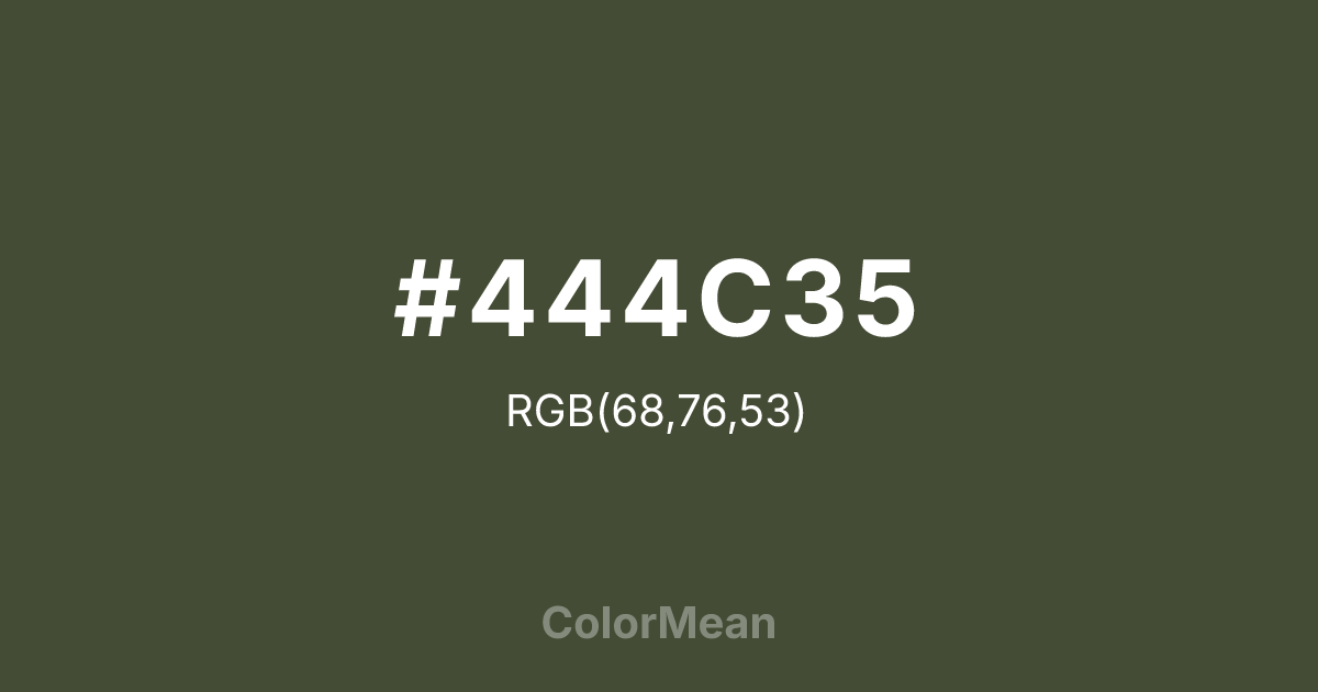 Color swatch image showing #444C35 with RGB(68,76,53) values