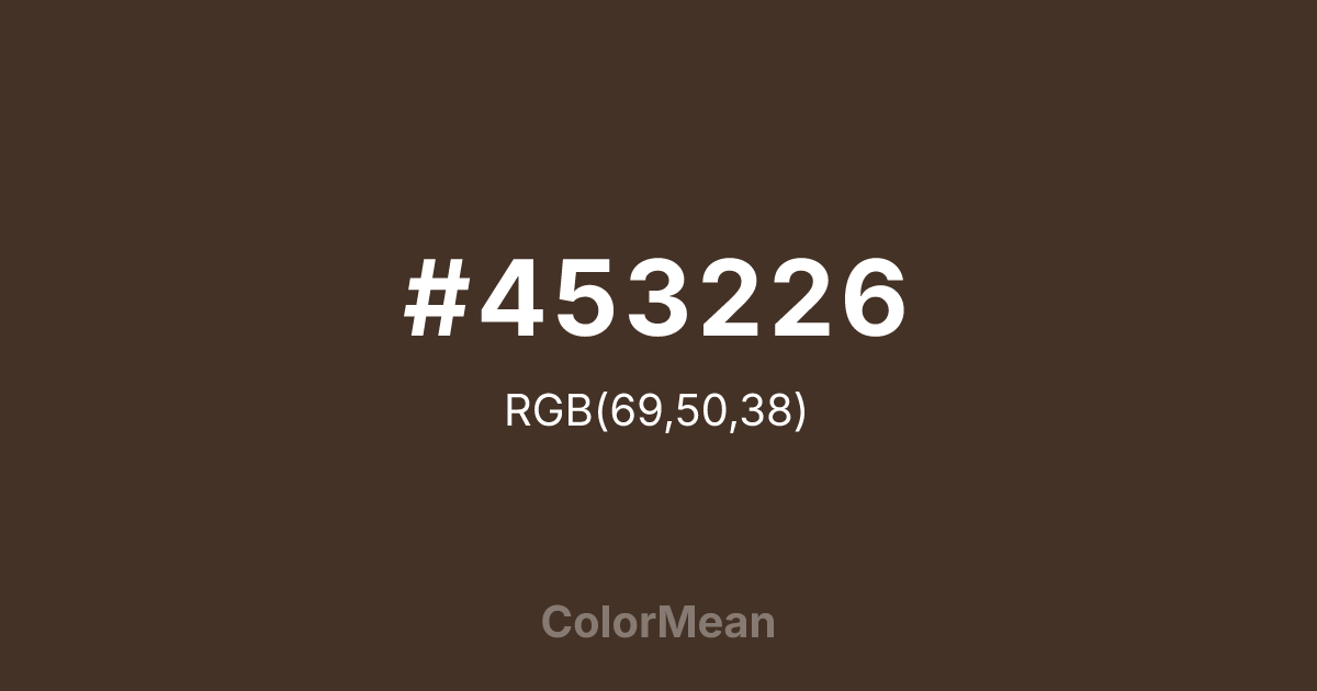 Color swatch image showing #453226 with RGB(69,50,38) values