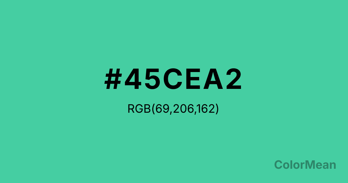 Color swatch image showing Shamrock (#45CEA2) with RGB(69,206,162) values