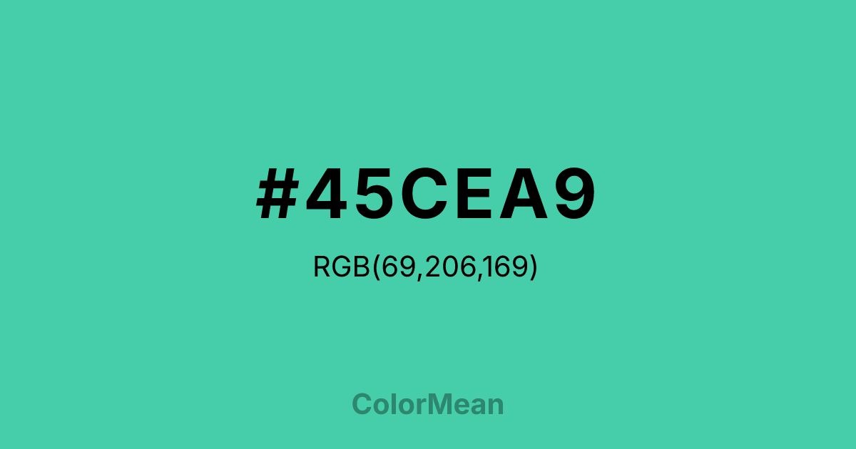 Color swatch image showing #45CEA9 with RGB(69,206,169) values