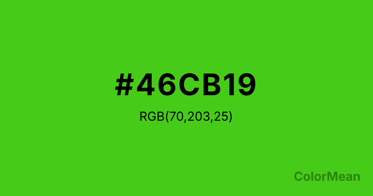 Color swatch image showing #46CB19 with RGB(70,203,25) values