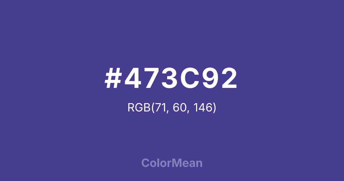 Color swatch image showing #473C92 with RGB(71,60,146) values