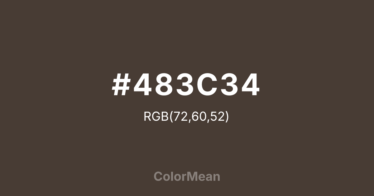 Color swatch image showing #483C34 with RGB(72,60,52) values