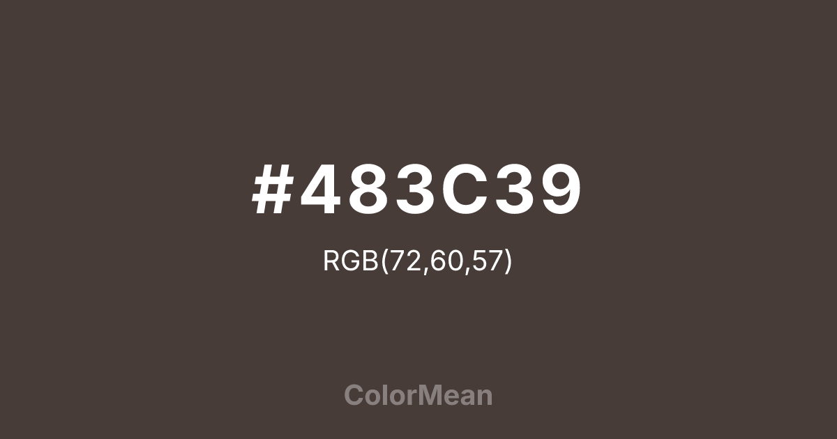 Color swatch image showing #483C39 with RGB(72,60,57) values