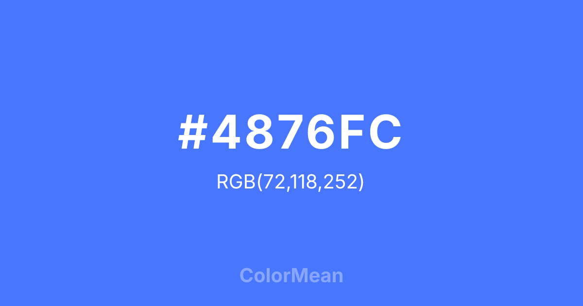 Color swatch image showing #4876FC with RGB(72,118,252) values