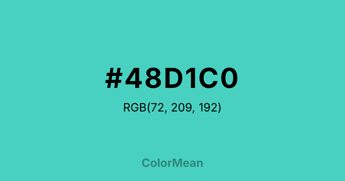 Color swatch image showing #48D1C0 with RGB(72,209,192) values