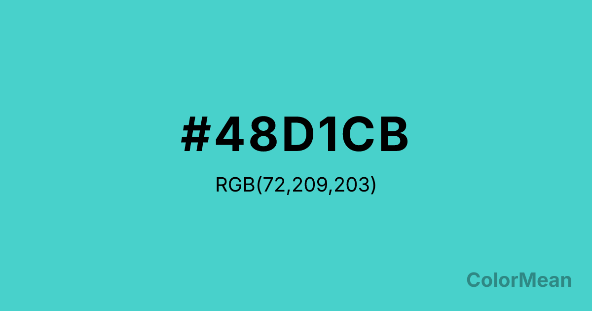 Color swatch image showing #48D1CB with RGB(72,209,203) values