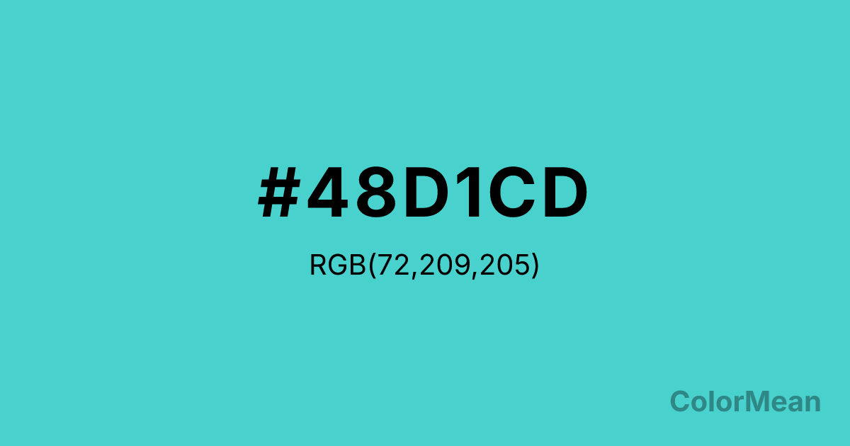 Color swatch image showing #48D1CD with RGB(72,209,205) values