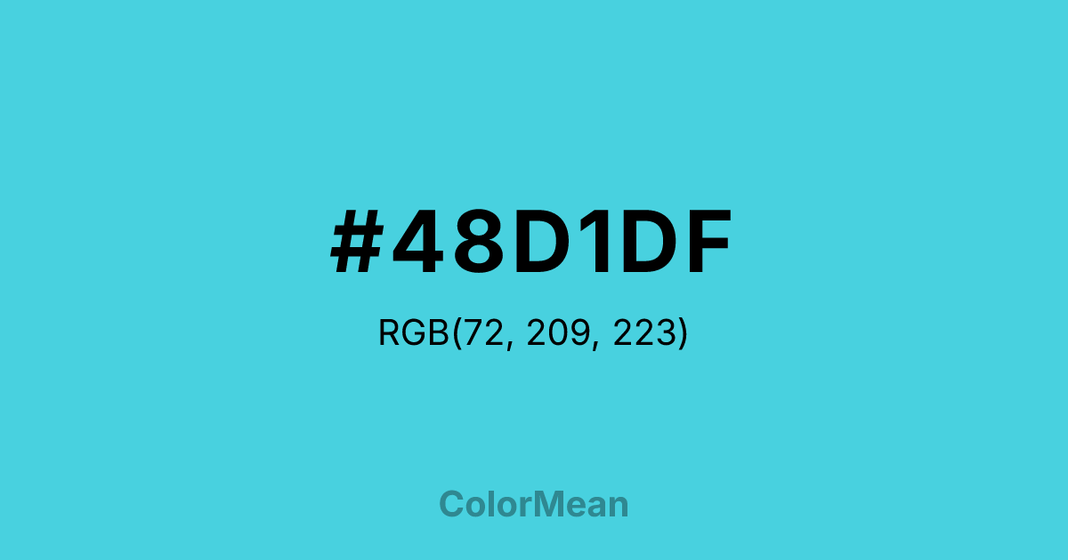 Color swatch image showing #48D1DF with RGB(72,209,223) values