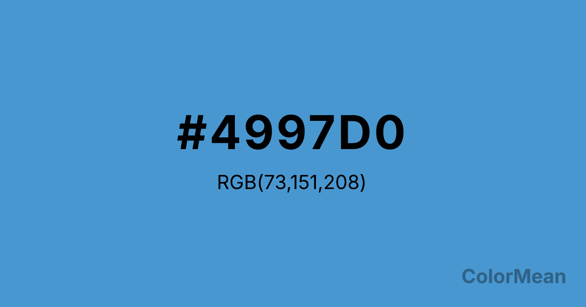 Color swatch image showing Celestial Blue (#4997D0) with RGB(73,151,208) values