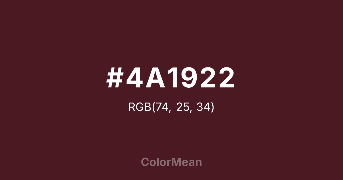 Color swatch image showing #4A1922 with RGB(74,25,34) values