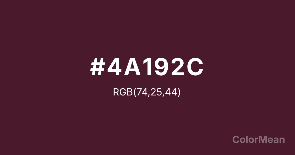 Color swatch image showing Purple Violet (#4A192C) with RGB(74,25,44) values