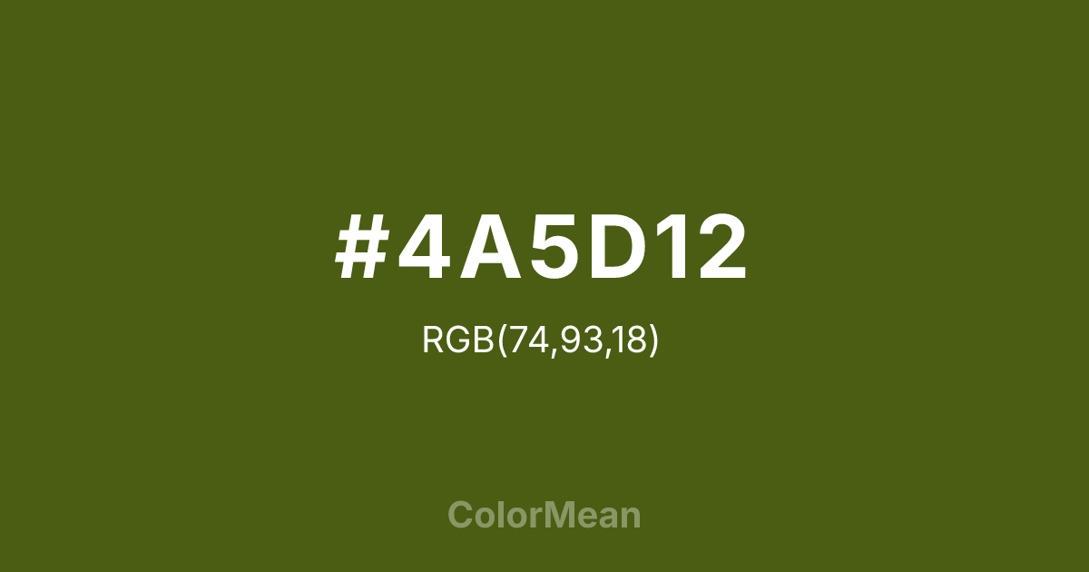 Color swatch image showing #4A5D12 with RGB(74,93,18) values