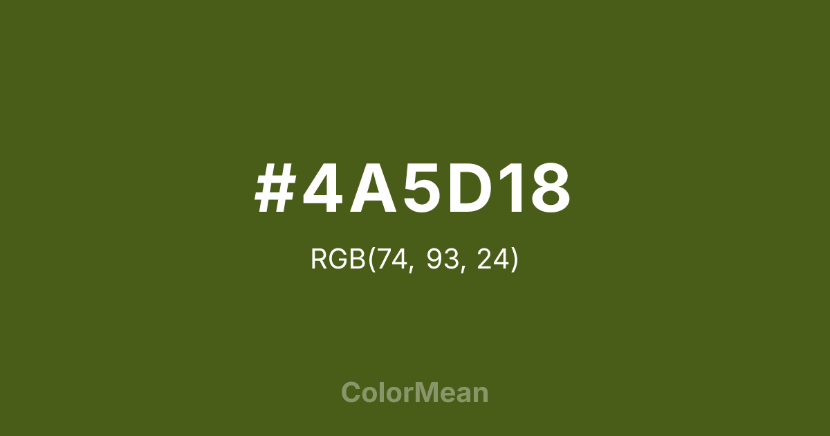 Color swatch image showing #4A5D18 with RGB(74,93,24) values