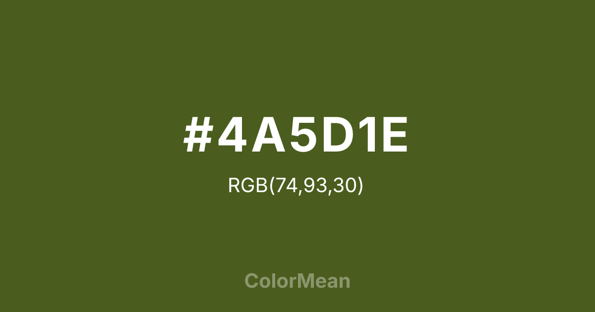 Color swatch image showing #4A5D1E with RGB(74,93,30) values