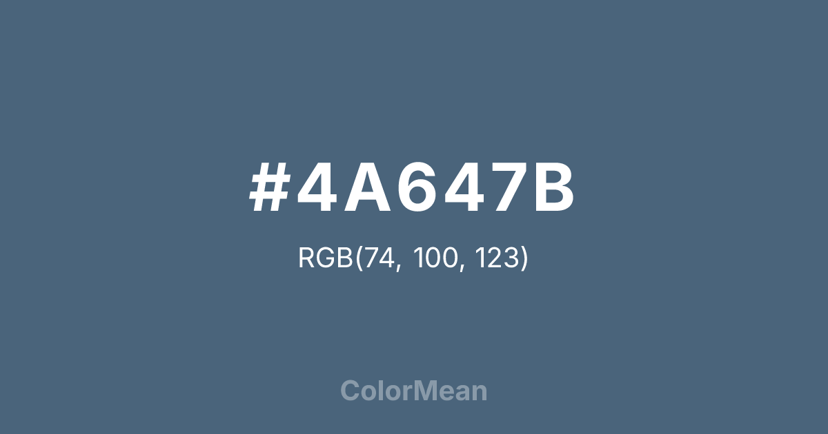 Color swatch image showing #4A647B with RGB(74,100,123) values