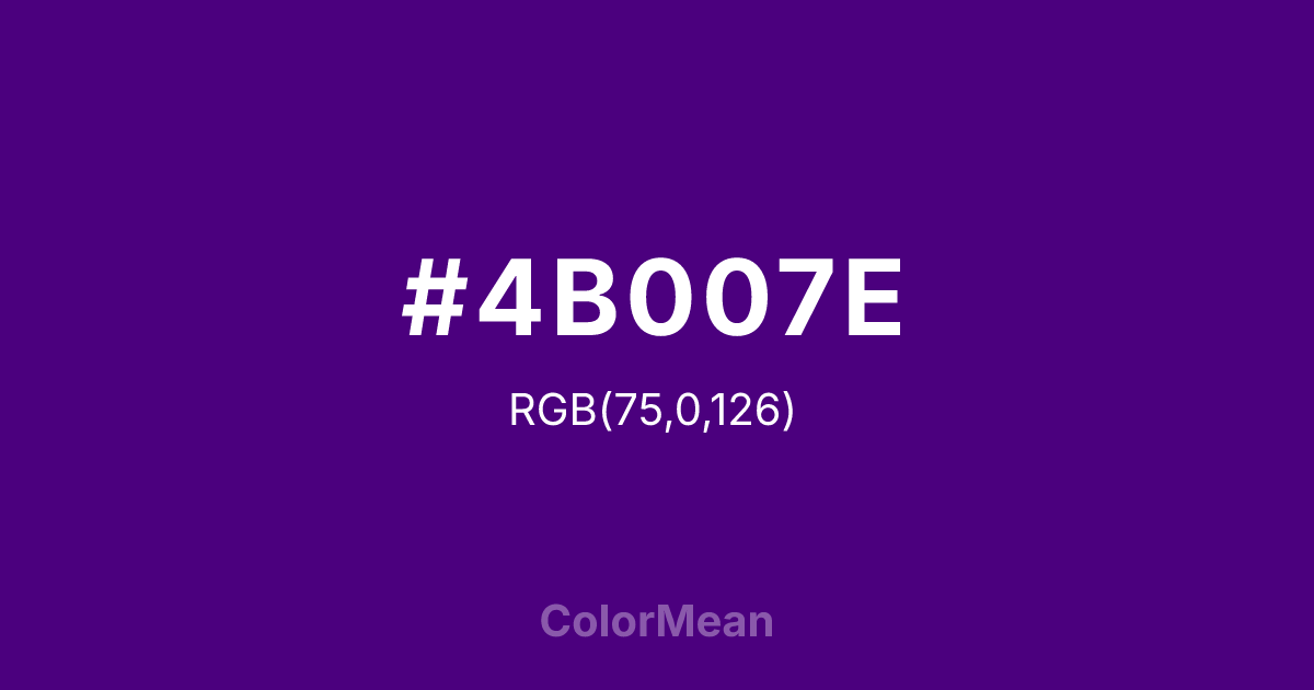 Color swatch image showing #4B007E with RGB(75,0,126) values