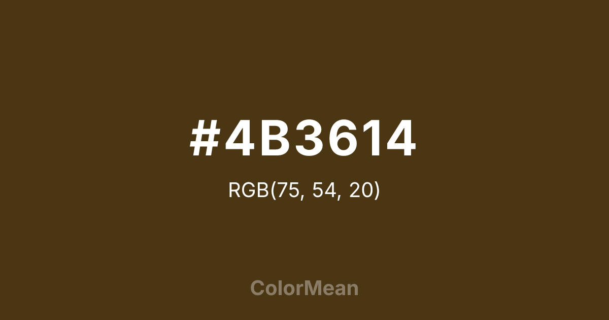 Color swatch image showing #4B3614 with RGB(75,54,20) values