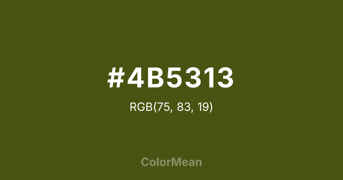 Color swatch image showing #4B5313 with RGB(75,83,19) values