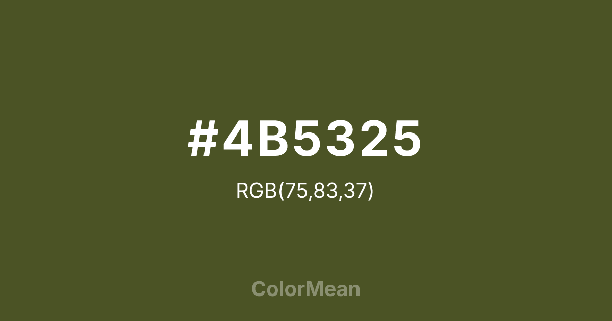 Color swatch image showing #4B5325 with RGB(75,83,37) values