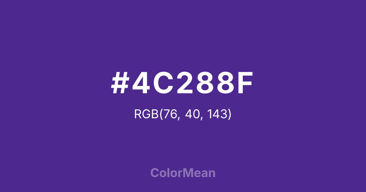 Color swatch image showing #4C288F with RGB(76,40,143) values