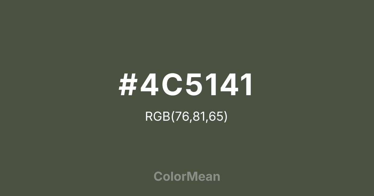Color swatch image showing #4C5141 with RGB(76,81,65) values