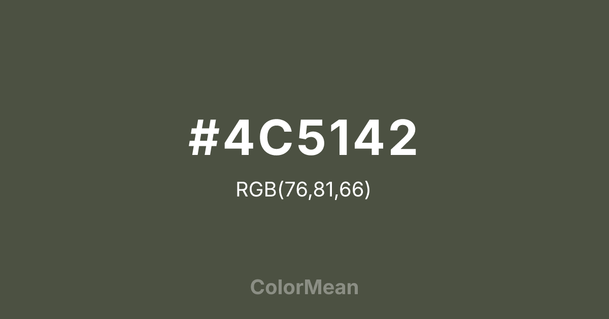 Color swatch image showing #4C5142 with RGB(76,81,66) values
