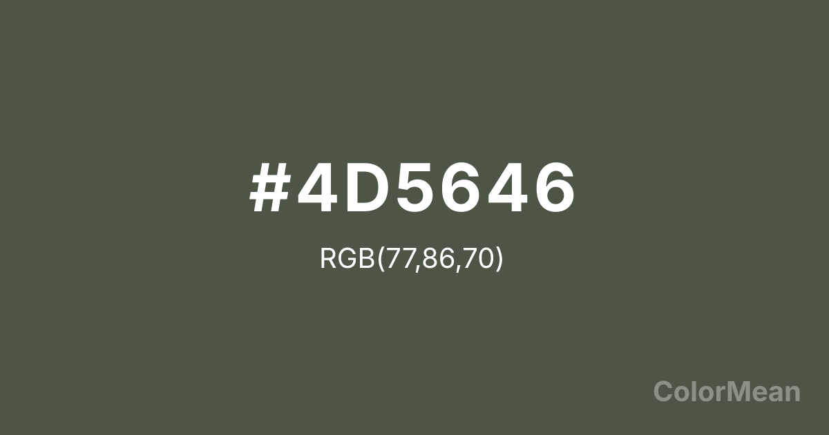 Color swatch image showing #4D5646 with RGB(77,86,70) values