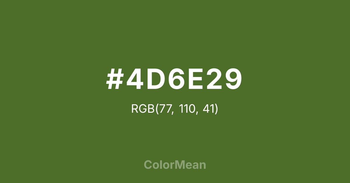 Color swatch image showing #4D6E29 with RGB(77,110,41) values