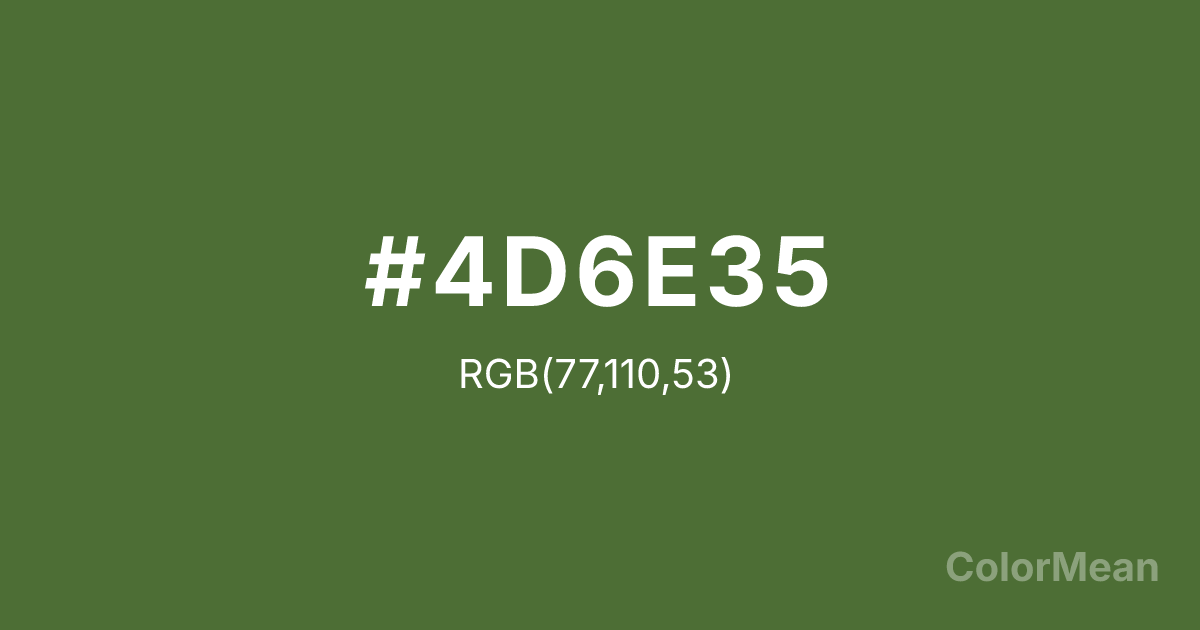 Color swatch image showing Treetop (#4D6E35) with RGB(77,110,53) values