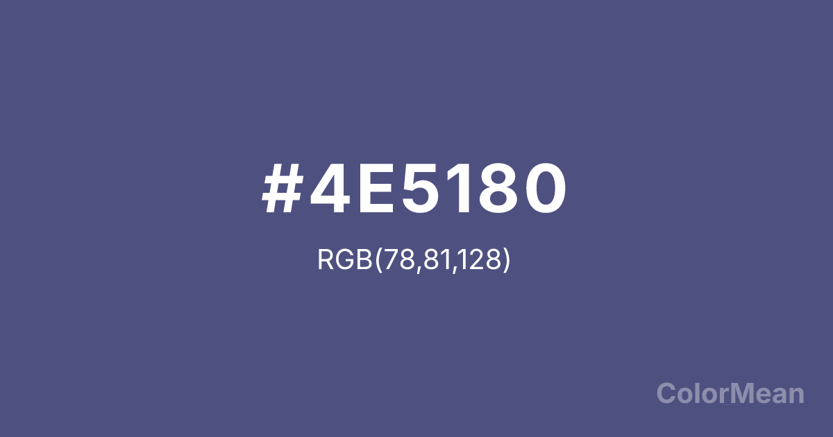 Color swatch image showing Purple Navy (#4E5180) with RGB(78,81,128) values