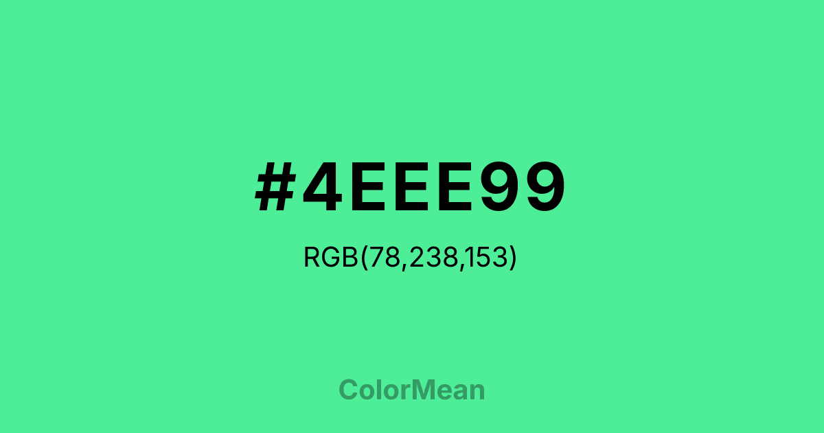 Color swatch image showing #4EEE99 with RGB(78,238,153) values