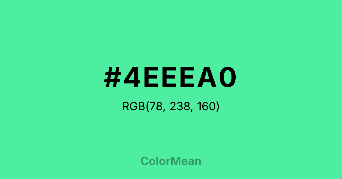 Color swatch image showing #4EEEA0 with RGB(78,238,160) values