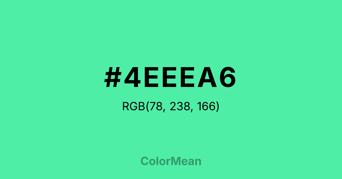 Color swatch image showing #4EEEA6 with RGB(78,238,166) values