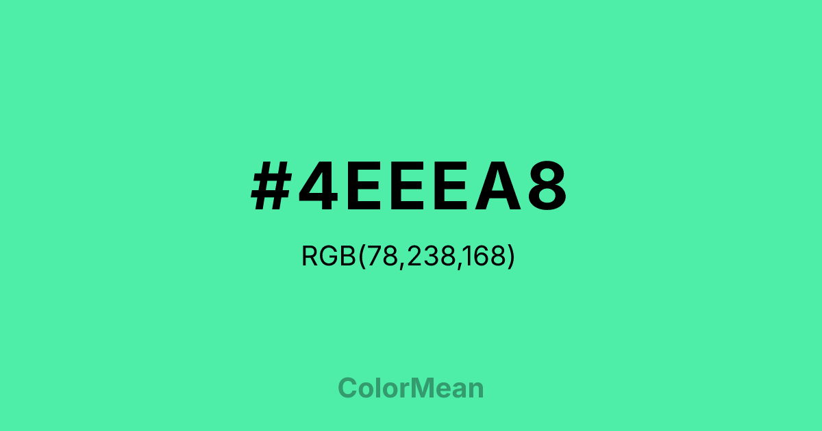 Color swatch image showing #4EEEA8 with RGB(78,238,168) values