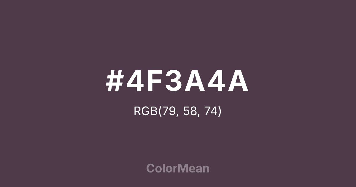 Color swatch image showing #4F3A4A with RGB(79,58,74) values