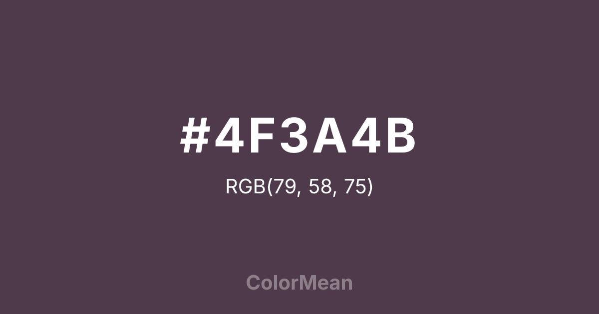 Color swatch image showing #4F3A4B with RGB(79,58,75) values