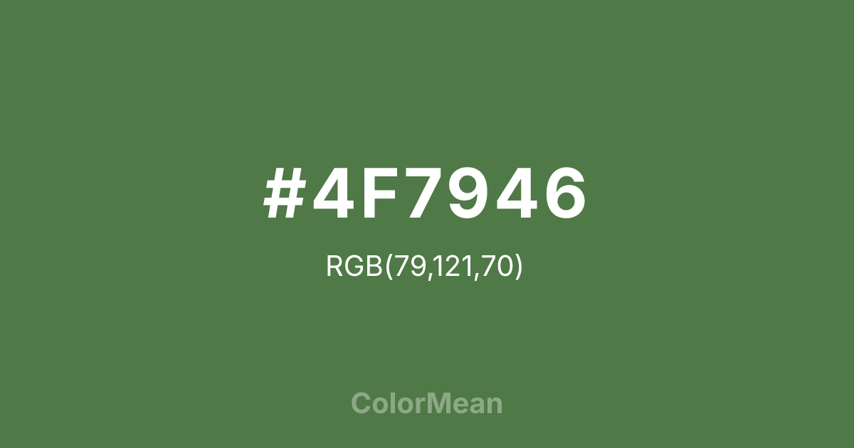 Color swatch image showing #4F7946 with RGB(79,121,70) values
