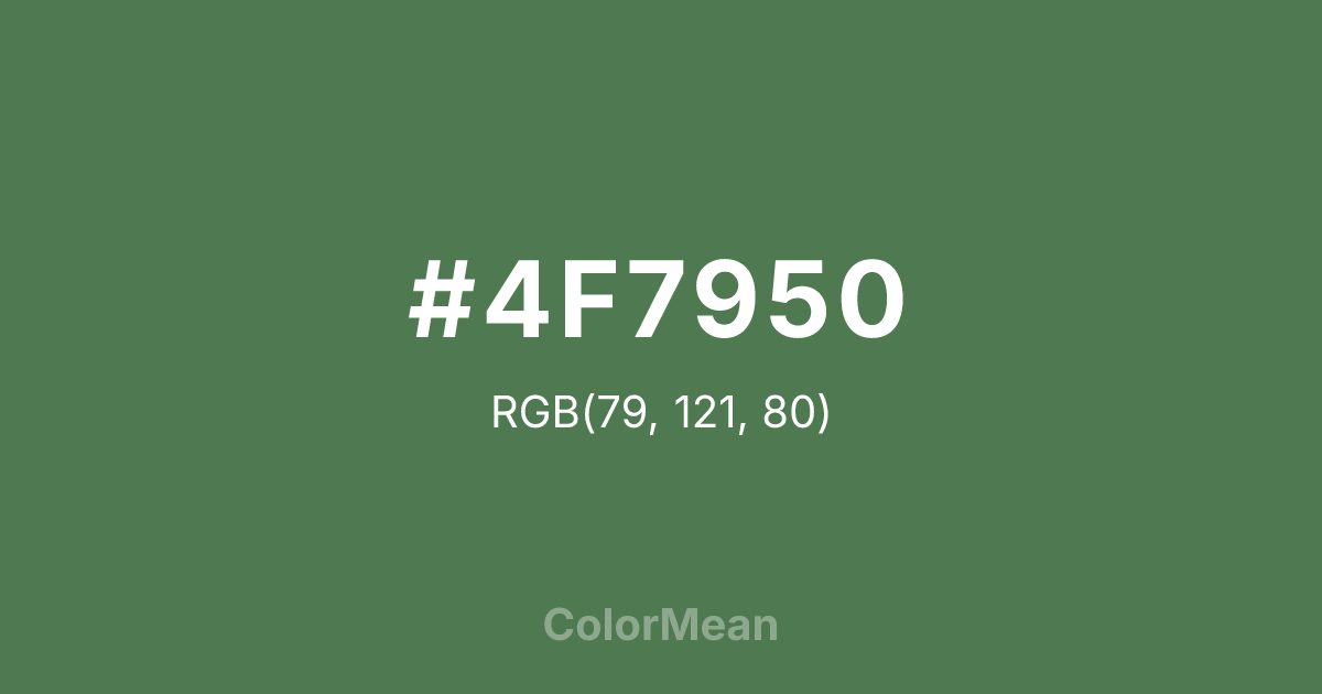 Color swatch image showing #4F7950 with RGB(79,121,80) values