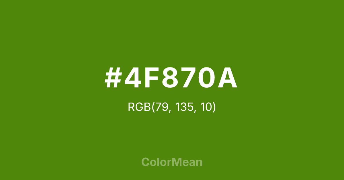 Color swatch image showing #4F870A with RGB(79,135,10) values