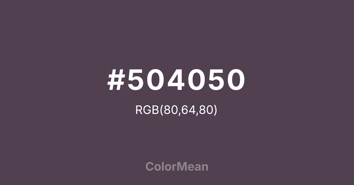 Color swatch image showing #504050 with RGB(80,64,80) values