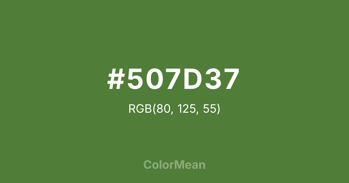 Color swatch image showing #507D37 with RGB(80,125,55) values