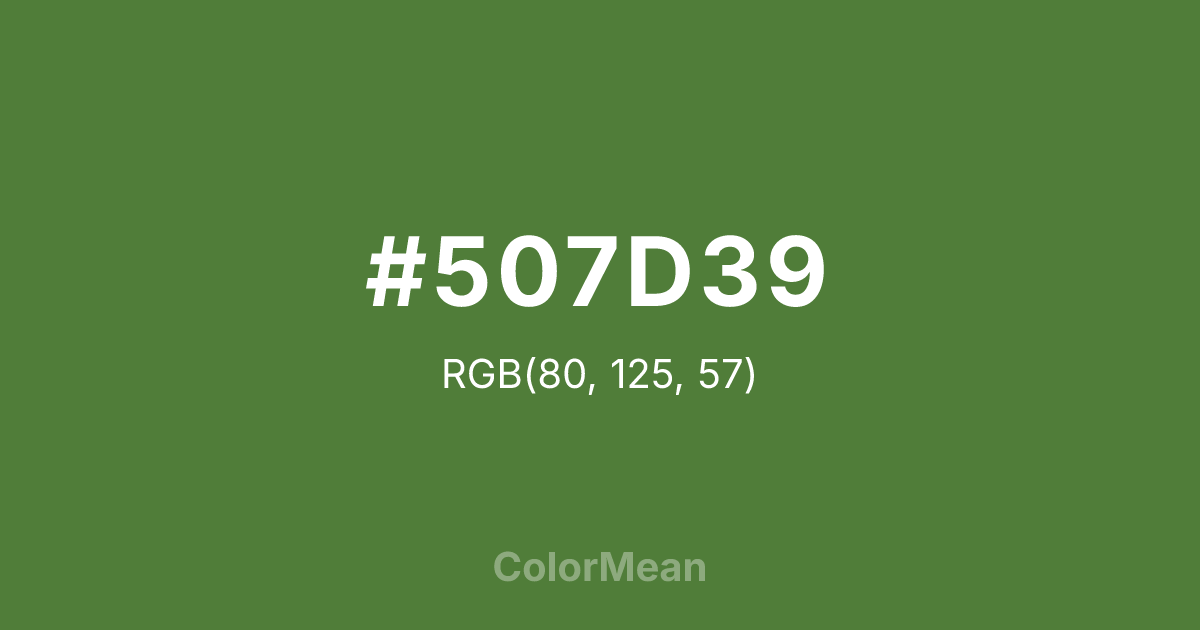 Color swatch image showing #507D39 with RGB(80,125,57) values